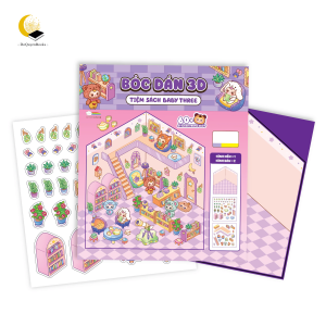 Sách Bóc dán 3D - Tiệm sách Baby Three (Đồ chơi bóc dán 60+ Sticker cho bé) - MGB