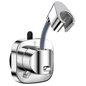 Suction Cup Shower Head Holder Flexible Wall Mount Shower Hose Holder Hand Held Shower Head Bracket with Hook