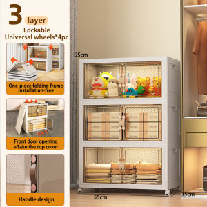 🔥READY STCOK🔥 Double Door Folding Storage Cabinet Cabinet Wardrobe Transparent Foldable Home Clothes Snacks Storage Cabinet Locker Foldable Storage Box