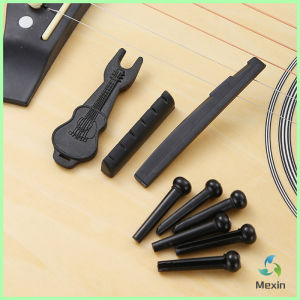 Mexin ชุดพลาสติก กีต้าร์โปร่ง นัทบน หย่องล่าง หมุดพิน สีขาว Guitar accessories