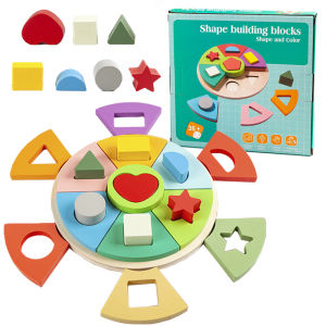 Baby Geometric Shape Matching Puzzle Game Montessori Parish Wooden Toy Color Cognitive Early Educational Sensory Toys for Toddle
