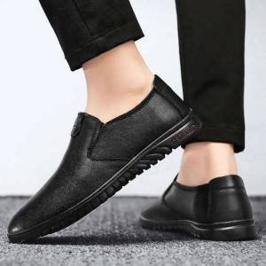 SJ019รองเท้าทํางานผู้ชาย รองเท้าหนังนิ่มชาย รองเท้าแบบสวมชาย รองเท้าทางการ รองเท้าทํางาน