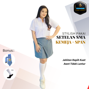 Seragam Sekolah Setelan Baju Pendek dan Rok Pendek SMA Atasan Bawahan Bonus Aksesories Dasi dan Kaos Kaki