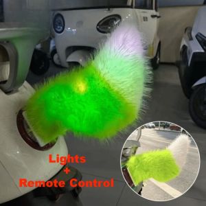 MODERNLUX Fluffy Remote Control Electric Bicycle Tail Rechargeable Colorful Lights Motorcycle Tail Ornament Creativity Self-adhesive Car Wagging Moving Tail All Vehicles