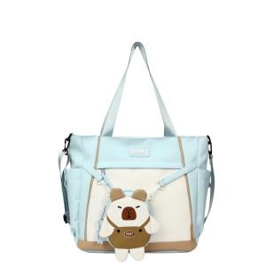 LAOO Harajuku Capybara Shoulder Bag Causal Japanese Style Students School Bag Portable Oxford Cloth Lolita Handbag Girls