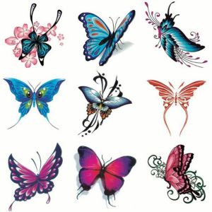 PHANT 5/10/20/30/50 pcs Waterproof Temporary Tattoo Stickers Rose/ Butterfly Pattern 3D Texture Flower Tattoo Stickers Makeup Accessories Long-lasting Butterfly Tattoo Stickers Leg/ Arm/ Hand/Foot