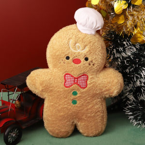 JOJO CASTLE 2025 Merry Christmas Decoration Kawaii Soft Stuffed Santa Claus Deer Elk Gingerbread Man Santa Bell Candle Plush Toys Snowman  Plush Toy Doll Gift for Kids Children 圣诞礼物