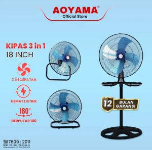 Aoyama Kipas Angin Besi 18"  Kipas Tornado 3 in 1  Aoyama PE 2