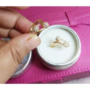 Bundara Acc-027 Size 8 Cincin diamond rhodium premium Lapis emas 18k