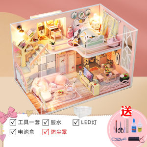 Thủ Công diy Mô hình nhà biệt thự gỗ lắp ráp đồ chơi nhà nhỏ nhà kính quà tặng sáng tạo cho bé trai và bé gái