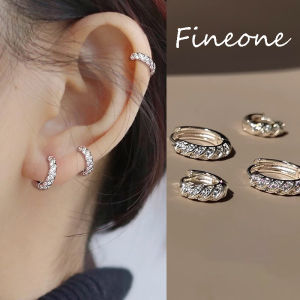 Sparkling Full Zircon Twisted Hoop Earrings for Women Circle Ear Clips Fashion