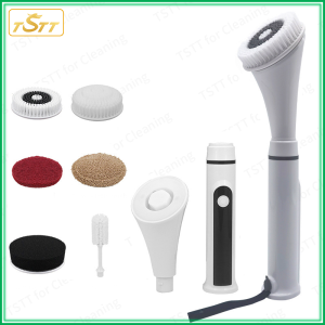 6 in 1 Electric Rotating Cleaning Brush USB Rechargeable Multifunction Electric Scrubber for Shoes Water Proof Bathroom Kitchen Cleaning Tool Dishwashing Polisher Electric Spin Bottle Brush