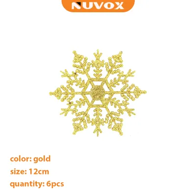 NUVOX 6pcs/Set Snowflakes Artificial Christmas Ornaments For Xmas Tree Home Decor