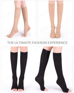 minbai01 New Design Sports Compression stockings Zipper Compression Socks Mid tube Open toe Elastic Socks
