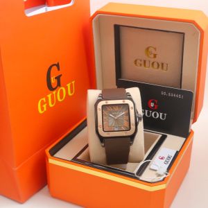 Jam Tangan Wanita Guou Analog Tanggal Persegi Original Rubber