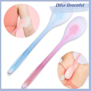 Ditur แปรงทาครีมทาครีมกันแดดอเนกประสงค์ด้ามจับยาวทำจากซิลิโคนแปรงทาตัวสำหรับอาบน้ำที่ทาหลังกันแดด