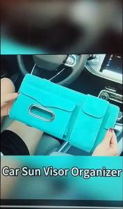 Multifunctional Car Visor Organizer (Suede leather - Blue)