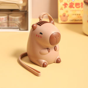 USB Charging Capybara Neck Hanging Fan Cute Little Pufferfish Mini Portable Summer Handheld Fan Creative Gift for Children