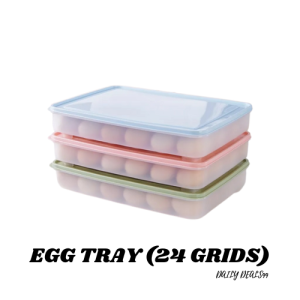 24 Grids Portable Egg Storage Box Refrigerator Tray  |  Portable Picnic Egg Storage Box Plastic Egg Box Tray