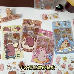 4Pcs/Set Cute Capybara Matte PVC Sticker Animal Stickers Cartoon Sticker Stationery birthday gift
