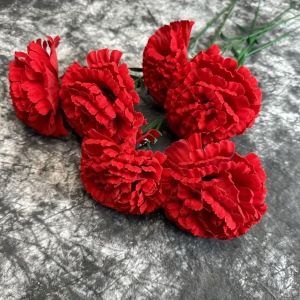 GUTUN สัมผัสได้จริง ดอกคาร์เนชั่นสีแดงเทียม งานฝีมือดีไอวาย 54ซม. ค่ะ ดอกคาร์เนชั่นจำลอง อุปกรณ์ปาร์ตี้ปาร์ตี้ งานทำมือ ต้นไม้ปลอมปลอม แต่งงานในงานแต่งงาน