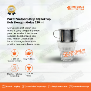 Paket Hemat Alat Seduh Kopi Vietnam Drip 8Q Sekrup dan Gelas 220 ml Coffee Cup