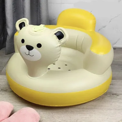 Kursi Duduk Bebek Sofa Bayi Bahan Pvc Music Karakter Bebek Warna Kuning Oren Sandaran Waktu Mandi Anak