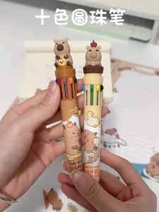 Pen Mata Bola 10 Warna Capybara Comel Kartun Pelbagai Dakwat Biru Warna Warni Alat Tulis Pelajar Hadiah Kanak Kanak Capybara 10 Color Ballpoint Pen Cute Cartoon Multi Ink Blue Red Colorful Student Stationery Gift Kids 卡皮巴拉十色圆珠笔小学生卡通可爱创意蓝色红彩色笔学习文具奖品 A166