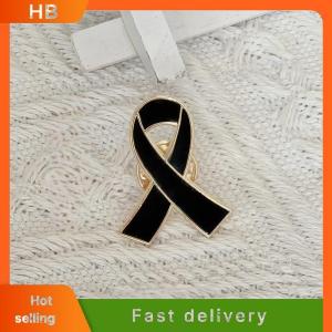 HB 1 5 10Pcs Black White Ribbon Brooch Funerals Memorial Pin For Woman Men Metal Ribbon Mourning Badge Suit Dress Shirt Accessories