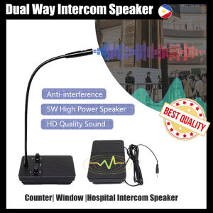 ⚡5W⚡ Dual Way Window Intercom System Speaker System Anti-Interference 2.8M Cable Wireless Counter Intercom Intercommunication Microphone for Office/Station/Snack Bar/Business/Store (E390B)