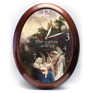 Chiming Wall Clock religious design Song of the Angels. Westminster Chime. Perfect gift idea. Hourly or quarterly chime alarm clock with volume control and 4 music choices Automatic night shut-off