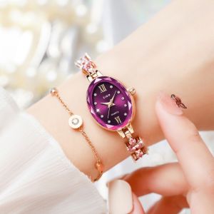 High-quality minimalist and fashionable womens watch with a luxurious diamond-studded design suitable for sports and water activities featuring an elegant oval-shaped dial
