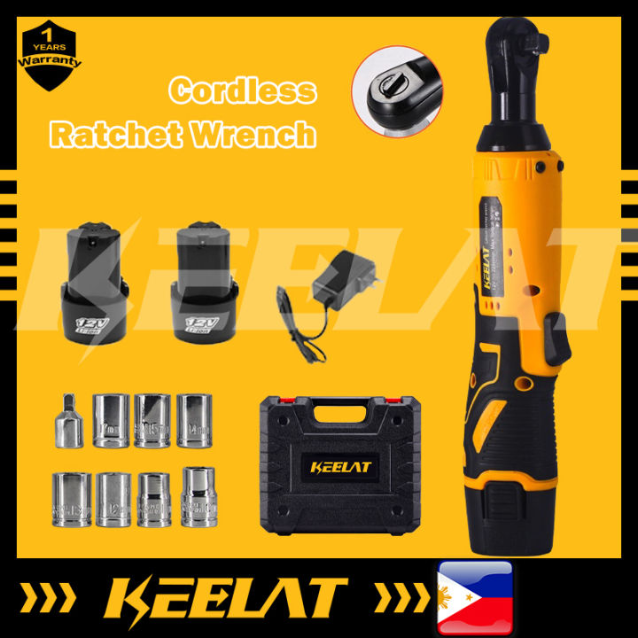 KEELAT Cordless Electric Ratchet Wrench 3/8'' 12V Electric Cordless