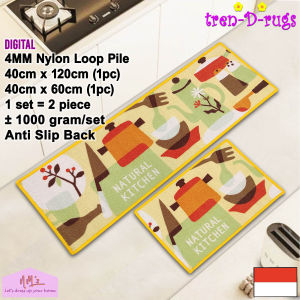 Tren-D-rugs Keset kaki alas lantai digital print kamar mandi tidur ruang tamu koridor panjang lorong runner kitchen mat anti slip murah 1 set isi 2 pcs - NMs