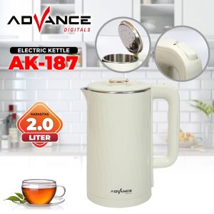 Advance Teko Listrik Kapasitas 2 Liter Stainless Steel Daya 500 Watt Electrik Kettel AK-187