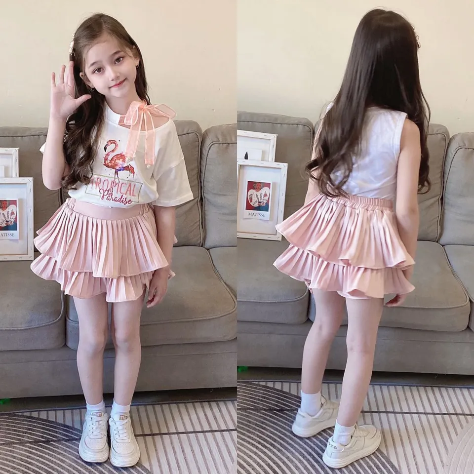 Angugu Girl Tutu Skirt Princess Cake Skirt Pleated Skirts Korean
