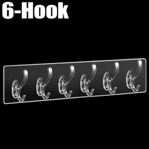 Nail-free Transparent Holder Strong Self Adhesive Wall Hooks Home Kitchen Bathroom Traceless Clothes Hat Keys Bath Ball Hanger