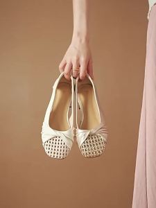 [Free Shipping] Shallow-Toe WomenS Shoes 2026 Summer New Collection Featuring A Hollowed-Out Woven Design Breathable And Comfortable With A Stylish Chunky Heel