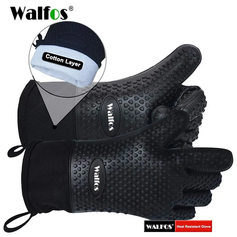 Walfos Long Silicone Kitchen Gloves-BBQ Grill Gloves Heat