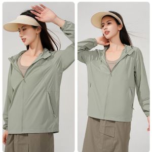 Kai Si Ke ยูนิเซ็กส์น้ำหนักเบามีฮู้ดแจ็คเก็ตป้องกันแสงแดดสำหรับกิจกรรมกลางแจ้ง