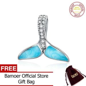 BAMOER Hot Sale 925 Sterling Silver Mermaids Tail Blue Enamel Charms Beads fit Women Necklaces Bracelets Silver Jewelry SCC1067 Feb