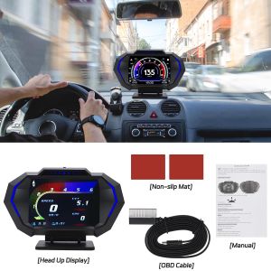 P24 GPS Car OBD OBD2 Meter Digital Scanner Alarm Speed Gauge display Hud Water temp RPM turbo boost