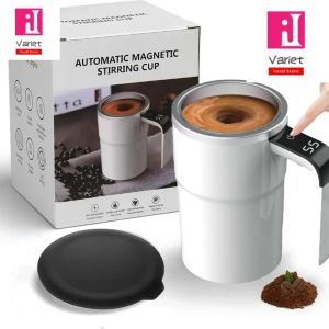 380ML Electric Self-Stirring Mug IP67 Waterproof Rechargeable Magnetic Stirring Cup Digital Temperature Display Coffee & Tea Mug