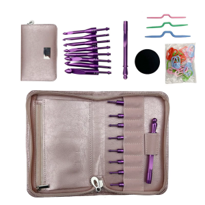 Interchangeable Aluminum Crochet Hook with 8 Tip Ergonomic Crochet Hook 3.0mm-7.0mm with Knitting Marker Clip