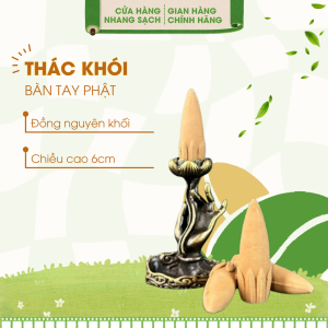 Thác Khói Trầm Hương Bàn Tay Phật Hoa Sen Đồng Nguyên Chất – Phong Thủy Để Bàn – Xông Nhà Chiêu Tài