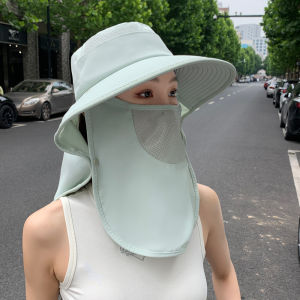 Sun Protection Hat UV Face Covering Adjustable Wide Brim Summer Outdoor Travel Beach Foldable Lightweight Multi-Functional