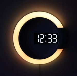 Jam Dinding Meja Digital LED 3D 7 Warna Modern Remote Control Jumbo Mirror Clock Wall