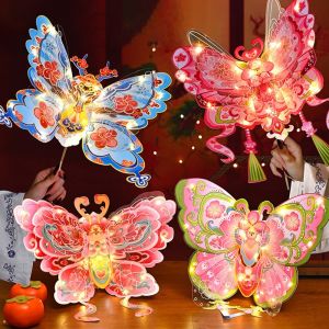 VGLPOP Cartoon Butterfly Wing Lantern Unfinished Traditional Craft LED Lantern Toys Creative Blessing Antique Lantern Mid-Autumn Festival
