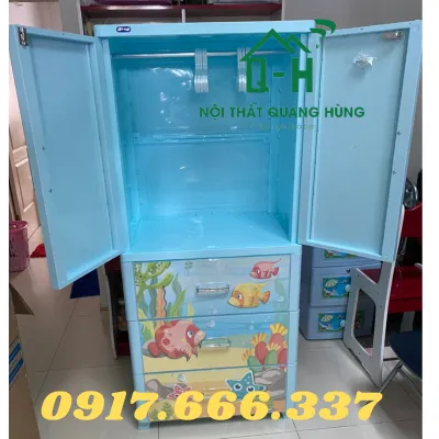 TỦ NHỰA DUY TÂN 2 CÁNH 3 NGĂN KÉO IN 3D CÁ HEO - HÌNH ẢNH THỰC TẾ