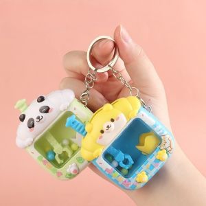 Animal Claw Machine Keychain Creative Cute Ball-catching Machine Keychain Childrens Decompression Toy Pendant